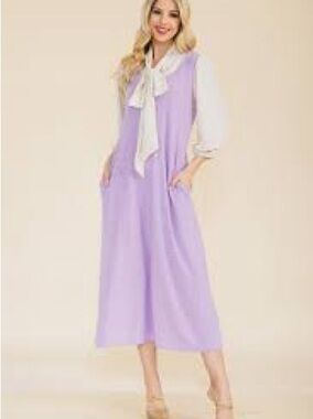 Celeste Lavender Midi Dress with Ivory Bow